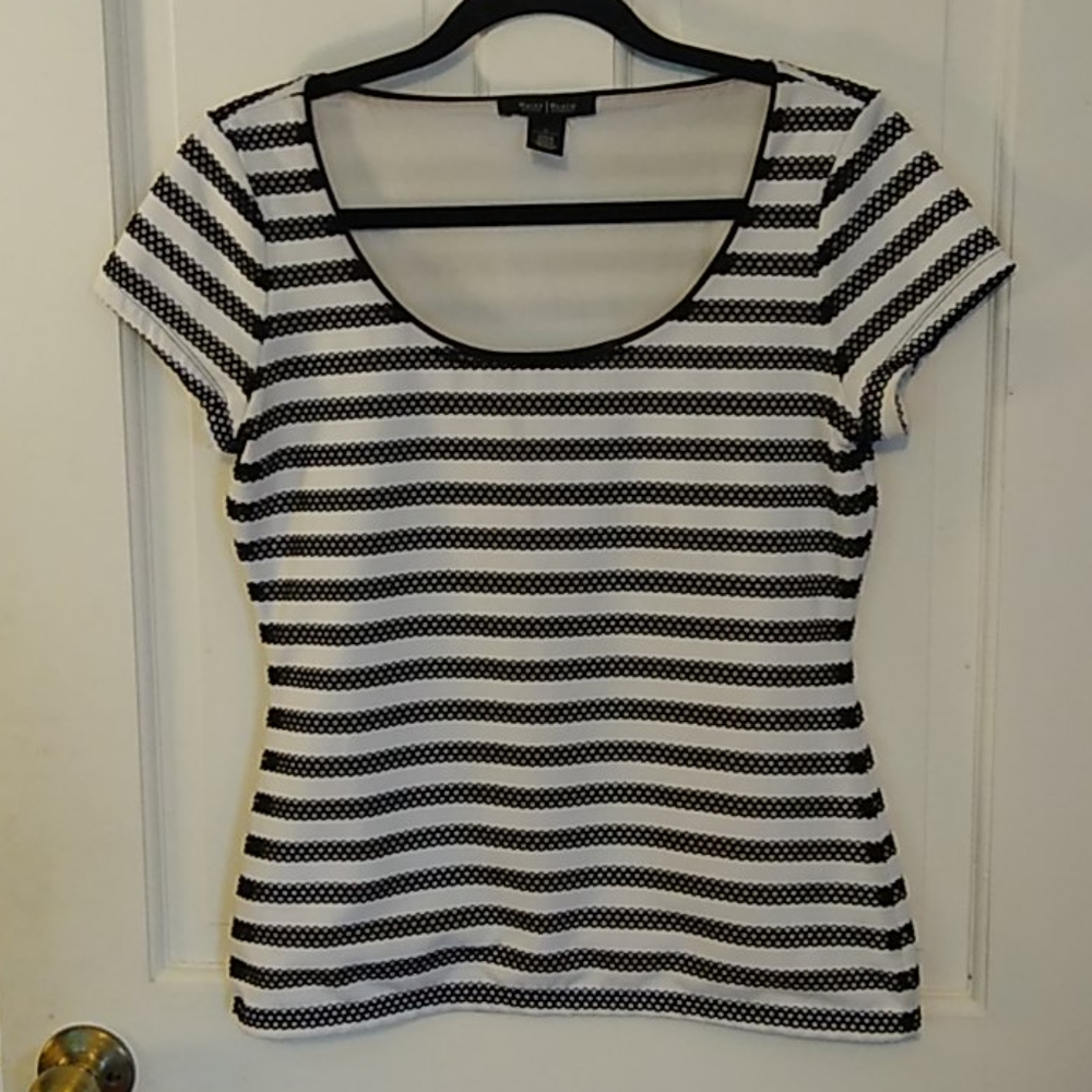 WHBM Black & White Striped Top Size Small
